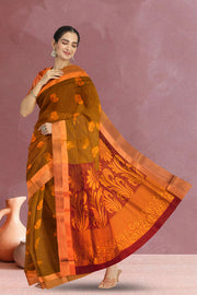 Brown South Silk Cotton Saree 10069864