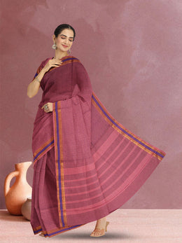 Mauve Handloom Kanchi Cotton Saree 10071849
