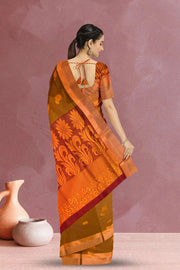 Brown South Silk Cotton Saree 10069864