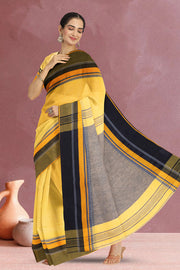 Yellow Shantipur Tant Bengal Cotton Saree 10070853