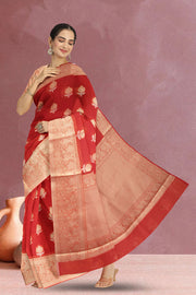 Red Banarasi Organza Saree 10067276