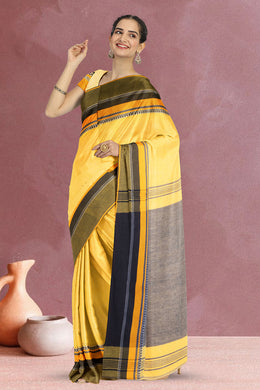 Yellow Shantipur Tant Bengal Cotton Saree 10070853