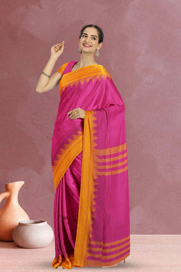 Barbie Pink Korvai Handloom Kanchi Cotton Saree 10069392