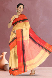 Sandal Shantipur Tant Bengal Cotton Saree 10070850