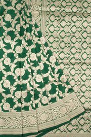 Plantation Green Handloom Banarasi Katan Silk Saree 10063199