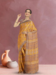 Yellow Hand Block Print Kota Cotton Saree 10074162