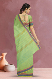 Dual Tone Green Handwoven Kanchi Cotton Saree 10069324