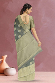 Grey Banarasi Organza Saree 10067277