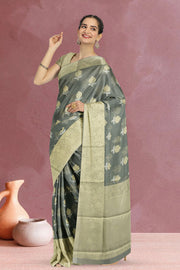 Grey Banarasi Organza Saree 10067277