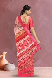 Maroon Fancy Printed Linen Saree 10068766