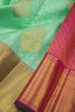 Aquamarine Green Pure Zari Jacquard Kanjivaram Silk Saree 10063078