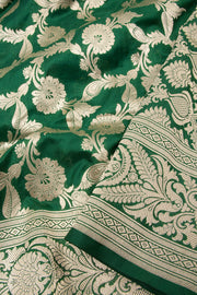Plantation Green Handloom Banarasi Katan Silk Saree 10063199