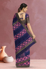 Hand Block Printed Indigo Saree 10040230