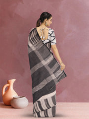 Black Hand Block Print Kota Cotton Saree 10074161