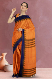 Dutch Orange Handloom Kanchi Cotton Saree 10069395