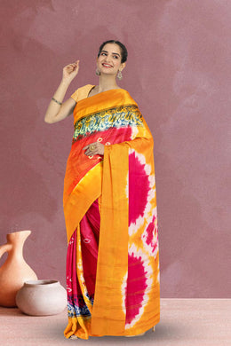 Dark Pink Handcrafted Sungudi Cotton Saree 10074466