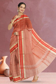 Dual Tone Peach Banarasi Tissue Organza Saree 10067885