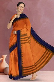Dutch Orange Handloom Kanchi Cotton Saree 10069395