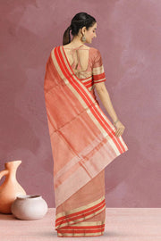 Dual Tone Peach Banarasi Tissue Organza Saree 10067885