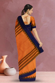 Dutch Orange Handloom Kanchi Cotton Saree 10069395