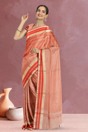 Dual Tone Peach Banarasi Tissue Organza Saree 10067885