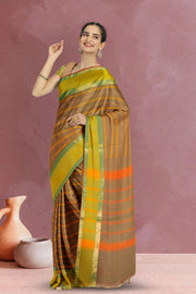 Green Handwoven Kanchi Cotton Saree 10068691