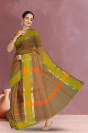 Green Handwoven Kanchi Cotton Saree 10068691