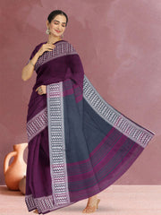Purple Shantipur Tant Bengal Cotton Saree 10068803