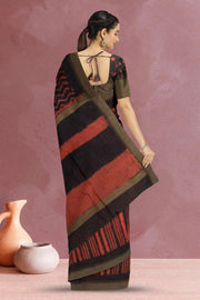 Hand Block Printed Indigo Saree 10040226