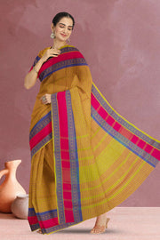 Yellow Handwoven Kanchi Cotton Saree 10068502