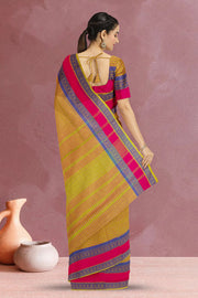 Yellow Handwoven Kanchi Cotton Saree 10068502