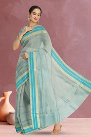 Dual Tone Blue Banarasi Tissue Organza Saree 10067889
