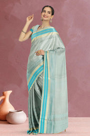 Dual Tone Blue Banarasi Tissue Organza Saree 10067889