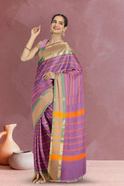 Lavender Handwoven Kanchi Cotton Saree 10068690