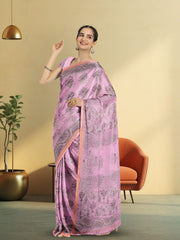 Pink Hand Block Print Kota Cotton Saree 10074158