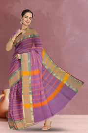 Lavender Handwoven Kanchi Cotton Saree 10068690