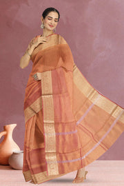 Brown Handloom Banarasi Organza Tissue Saree 10067882