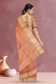 Brown Handloom Banarasi Organza Tissue Saree 10067882