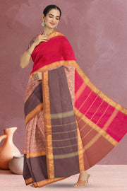 Brown Handloom Kanchi Cotton Saree 10070934