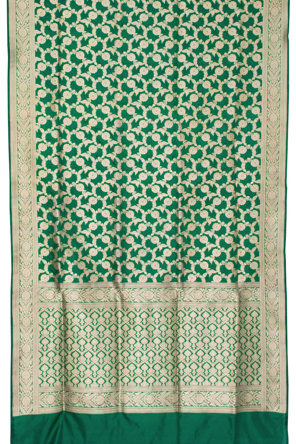 Plantation Green Handloom Banarasi Katan Silk Saree 10063199