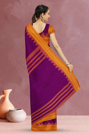 Purple Handloom Korvai Kanchi Cotton Saree 10069396