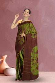 Green Handcrafted Sungudi Cotton Saree 10074462
