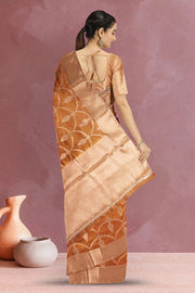 Brown Banarasi Tissue Organza Saree With Sequin Border 10072288