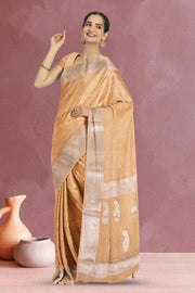 Light Brown Banarasi Crushed Tissue Organza Saree 10068220