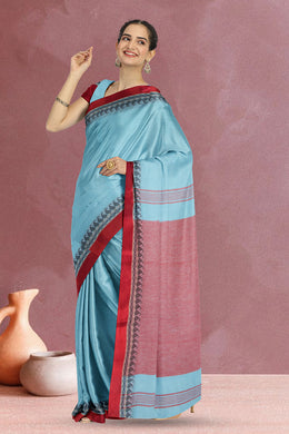Blue Shantipur Tant Bengal Cotton Saree 10069056
