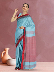 Blue Shantipur Tant Bengal Cotton Saree 10074975