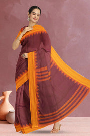 Dual Tone Pink Handloom Korvai Kanchi Cotton Saree 10069394