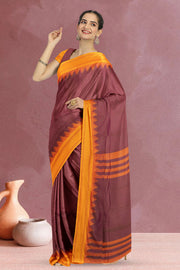 Dual Tone Pink Handloom Korvai Kanchi Cotton Saree 10069394