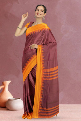 Dual Tone Pink Handloom Korvai Kanchi Cotton Saree 10069394