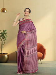 Mauve Hand Block Print Kota Cotton Saree 10074155